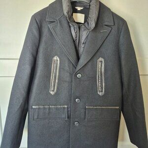 SOIA & KYO Men's Wool Blend Lamskin Leather Gordan Jacket Sz Medium Black